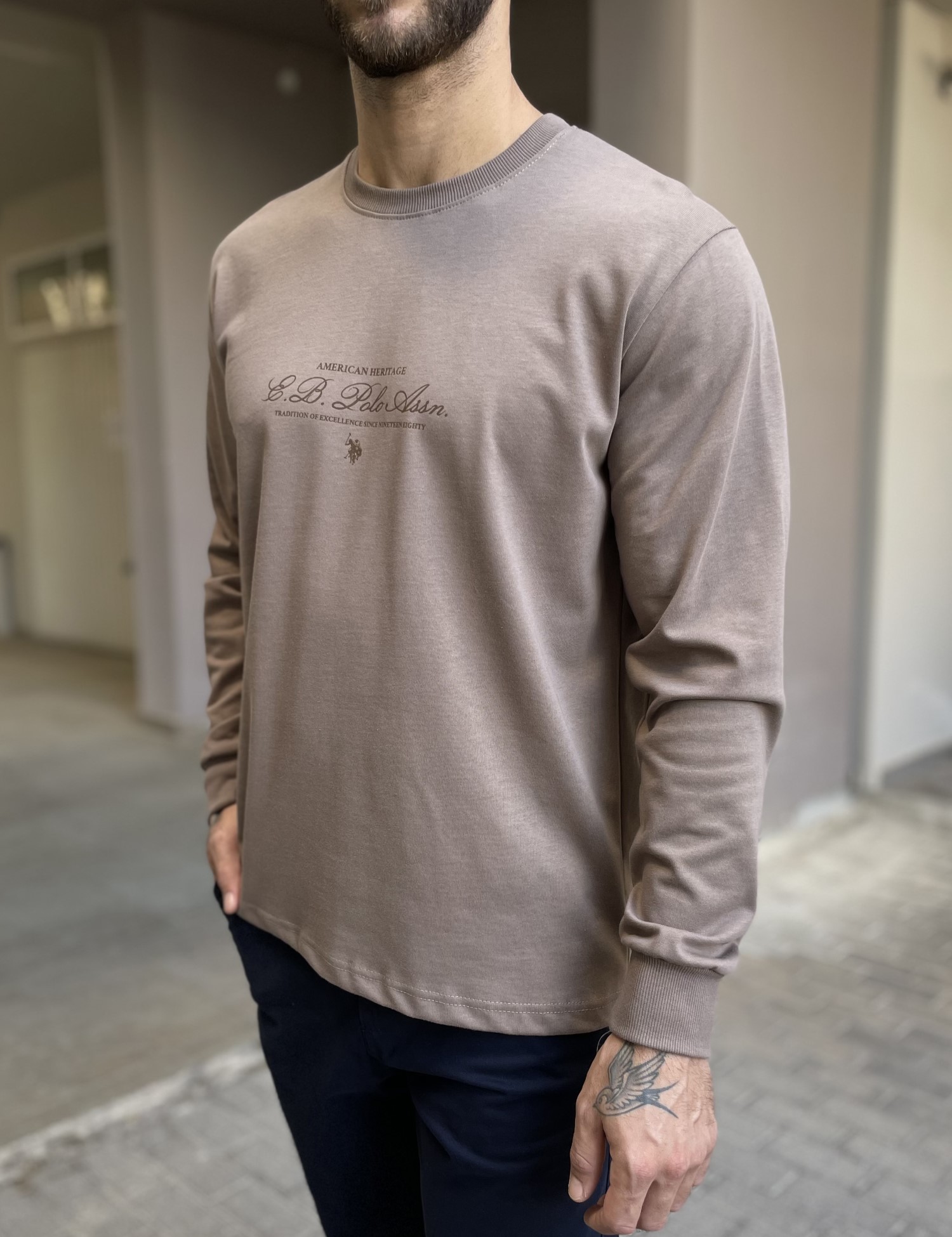 Everbest ανδρική πούρο μακρυμάνικη μπλούζα με τύπωμα Plus Size 2610180P φωτογραφία